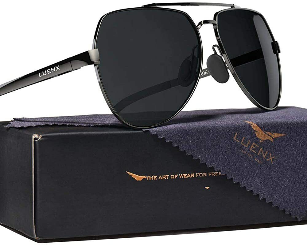 LUENX Men Aviator Sunglasses Polarized Women - UV 400 Protection