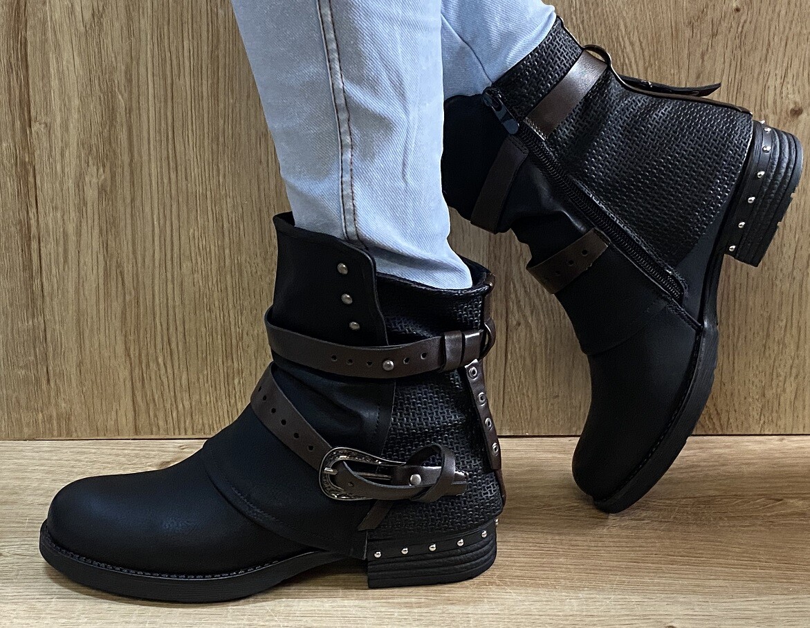 Biker Boots Damen Herbst Stiefeletten Mit Absatz Damenstiefel