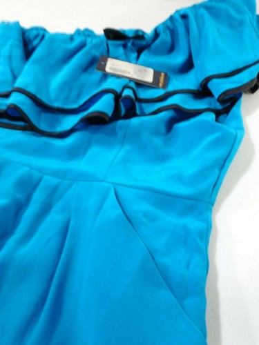 Yumi Kim Women's Lanie Silk Ruffle One Shoulder Sheath Dress Sz M NWT 198 Blue - Imagen 10 de 10