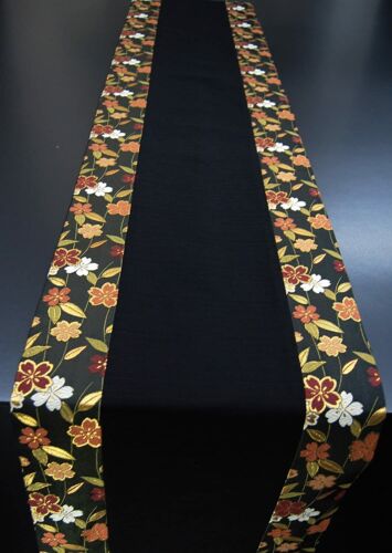 Runner da tavolo kimono giapponese tessuto broccato oro Obi reversibile fiore... - Foto 4 di 7