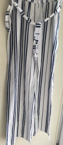 Brand New BOOHOO White Mix Striped Frill Cami Jumpsuit Size UK 16 - Picture 6 of 6