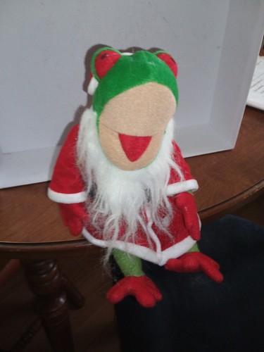 Plush Frog Santa Shelf Sitter 7.5" Tall Sitting Top Shelf Toys - Picture 4 of 4