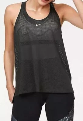 Nike Mesh Tank Top Vest Ladies Dri Fit Elastika Running BLACK B732 - Image 1 of 4