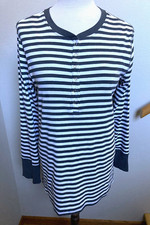 Kindred Bravely-L/S-Gry/Wht Striped-Ribbed-Nursing Top-1/2 Snap-XL-NWOT