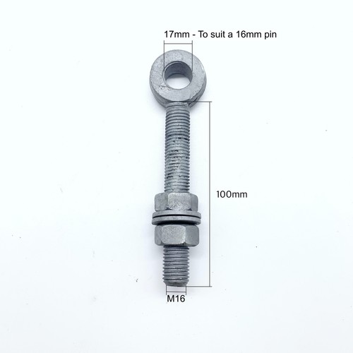 Gate Hinge Eye Bolts Adjustable Nuts & Washers Hang Gate Pin Hinge 12