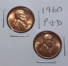1960 Lincoln Memorial Cent Penny 2 Coin Set P D Unc 1960 Lincoln Memorial Cent Penny 2 Coin Set P D Unc