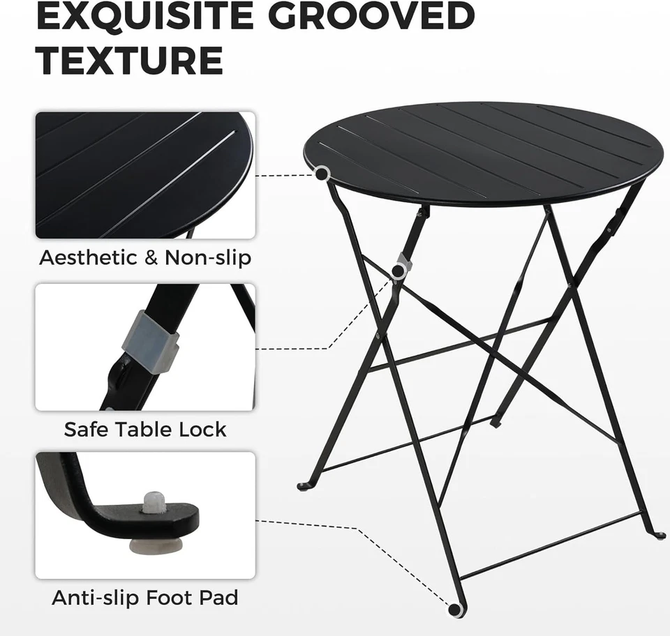 Juego de sillas de mesa de patio de 3 piezas marco premium patio bistró colorido muebles de exterior Foto 2 de 4