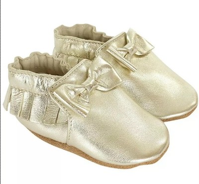 baby girl gold moccasins