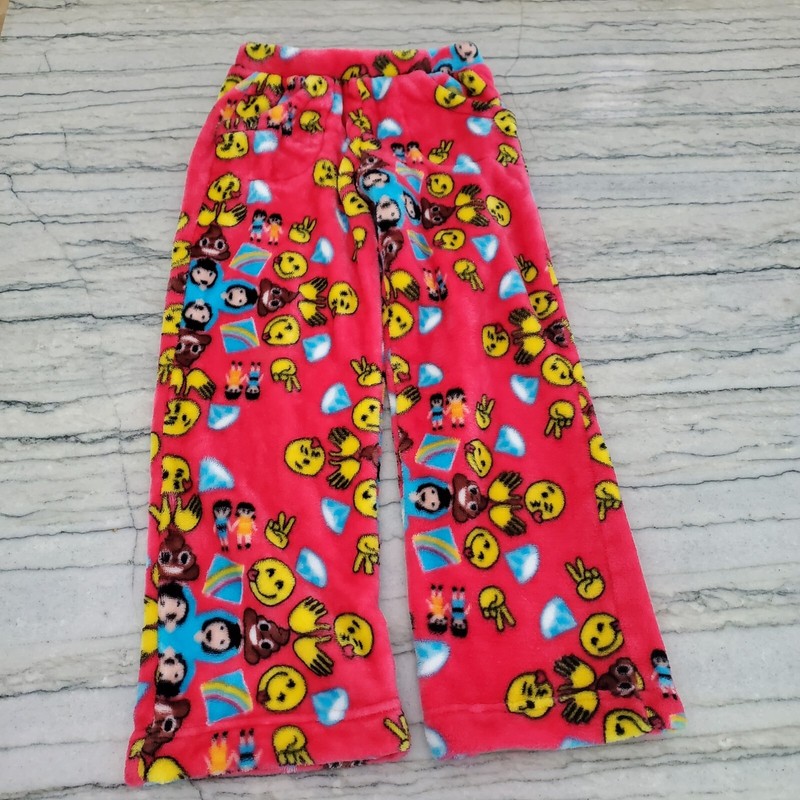 Candy Pink Girls Pink Fleece Emoji Pajama Pants/Bottoms Size 6/6X