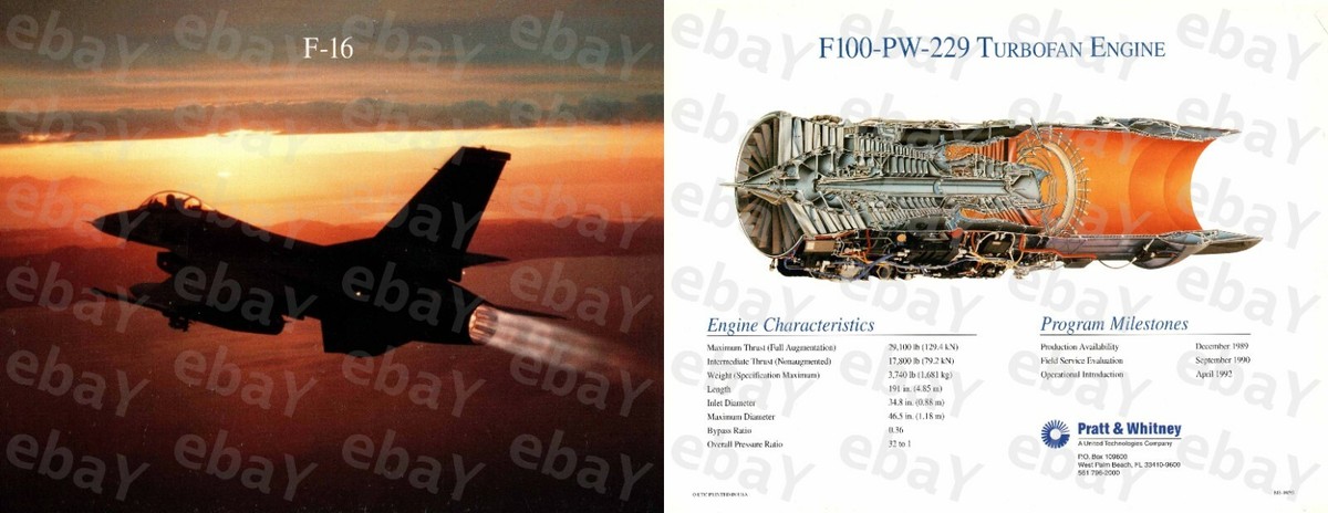 Vintage 1990s Air Force P&W F100-PW-229 Turbofan F-16 With
