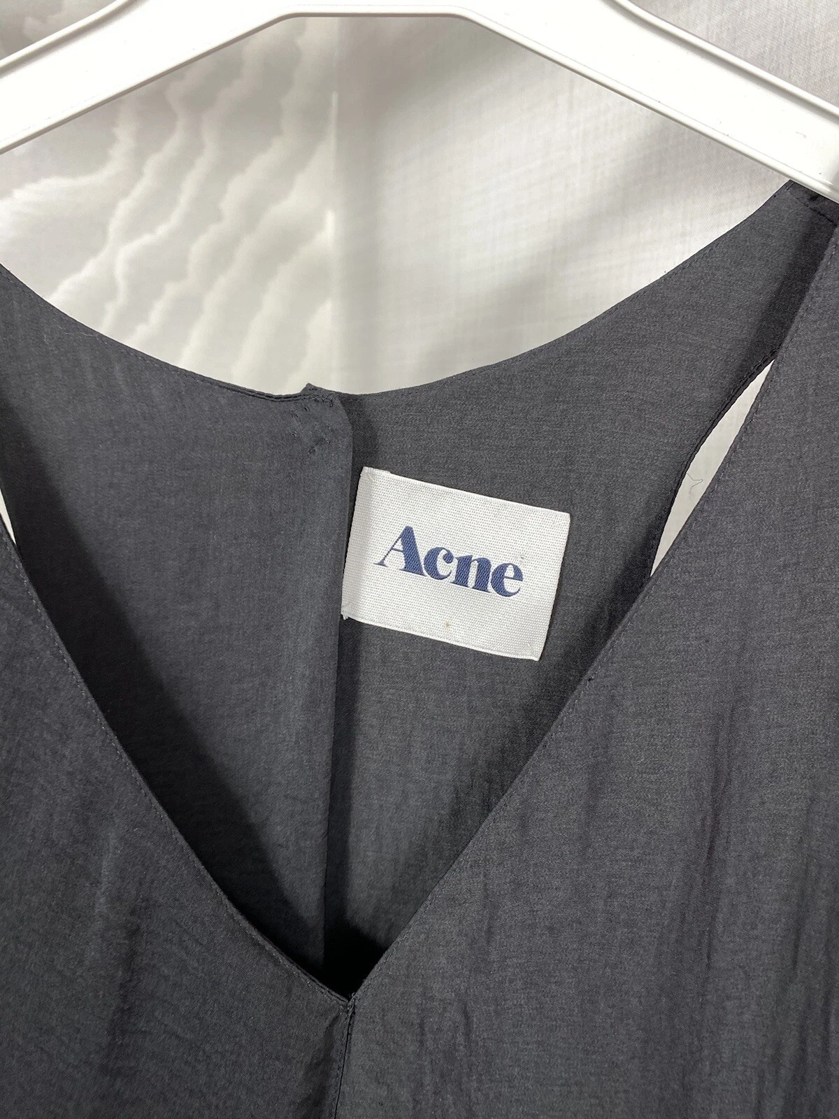 Abito senza maniche Acne Studios raso nero svasato mini taglia M asimmetrico