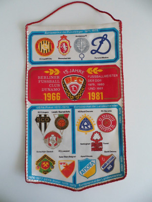 Wimpel BFC Dynamo Berlin DDR 15 Jahre (1966-1981) Europapokalgegner