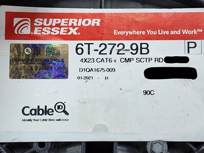 Superior Essex 6T-272-9B 23/4P Cat6+ F/UTP ScTP Plenum Network Cable Red /100ft