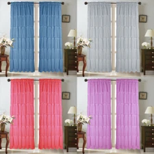 2PC MULTILAYERED VERTICAL RUFFLE PANEL WINDOW CURTAIN SHEER CRUSHED SHUBBY
