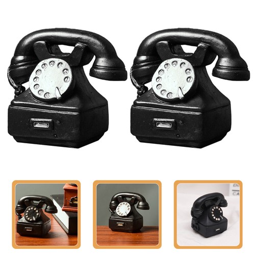 2 Pcs Vintage Ornaments Retro Dial Phone Child Home Decor Rotary - Photo 5 sur 12