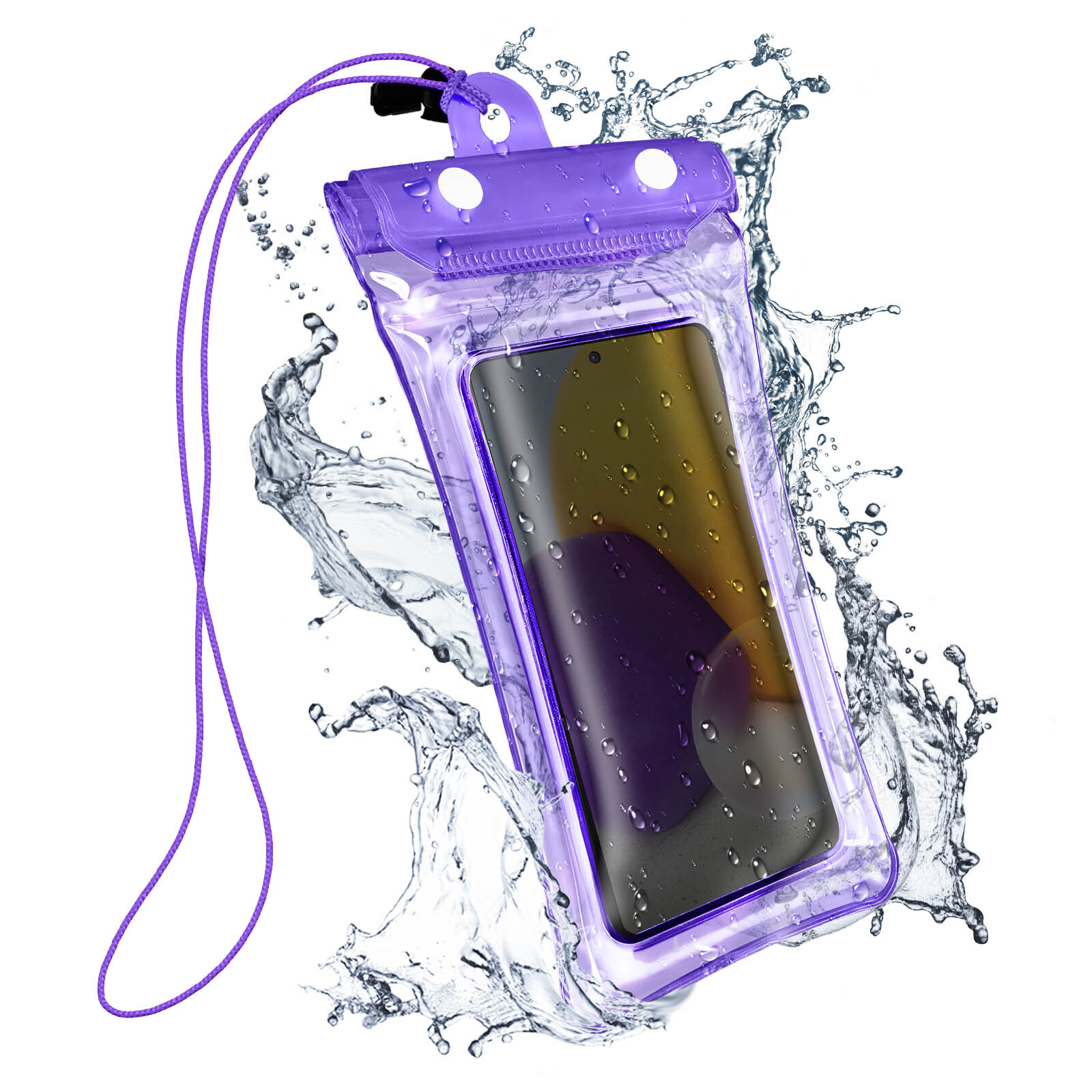 Universal Waterproof Phone Pocket with Adjustable Purple Strap