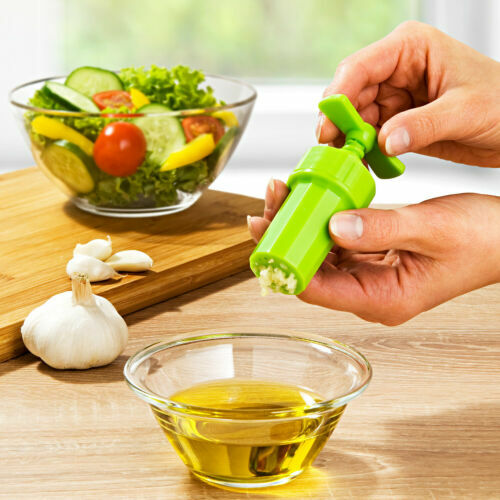 NEW! Kitchen Plastic Garlic Squeezer Press Crusher Masher Slicer 9.5cm Green