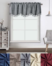 Kate Aurora Rod Pocket Luxurious Chenille Trimmed Scalloped Window Valance 