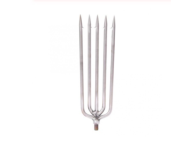 Stainless Steel Hand Spear 5 Prong Barb Screw Gun Fishing Spearfishing