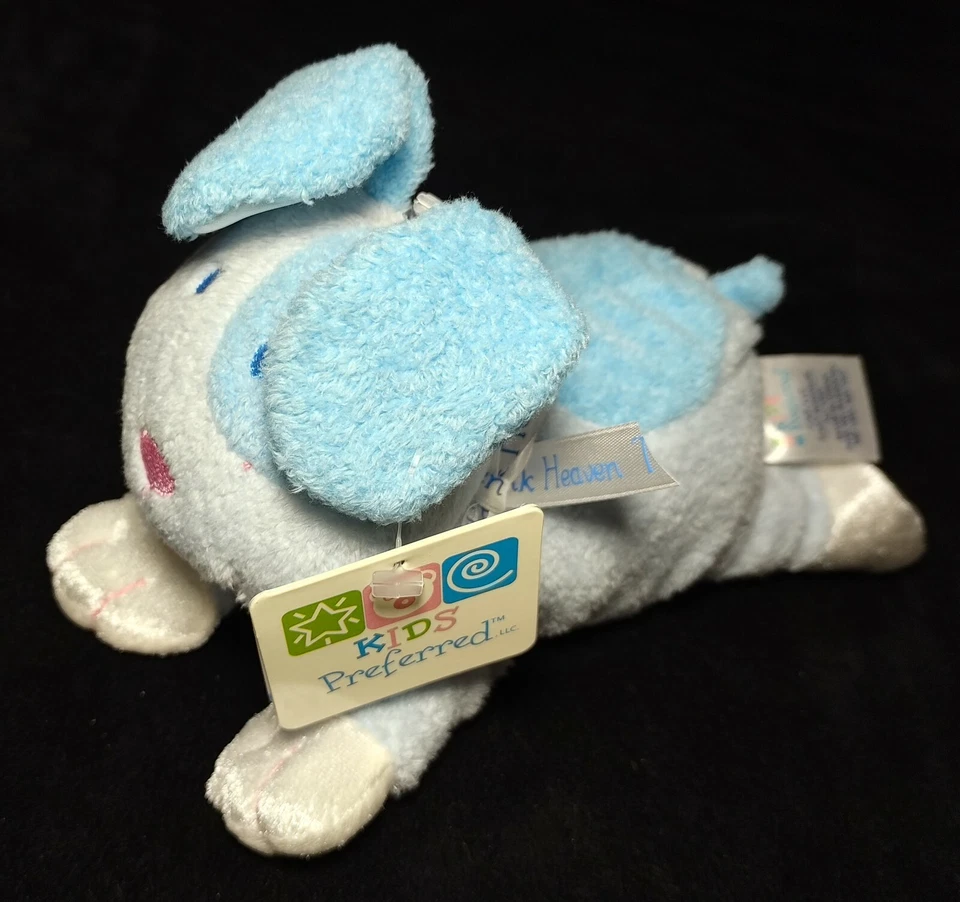 NWT 9" Plush Kids Preferred Blue Puppy Dog Rattle Toy Thank Heaven 2004 Satin - Image 2 of 4