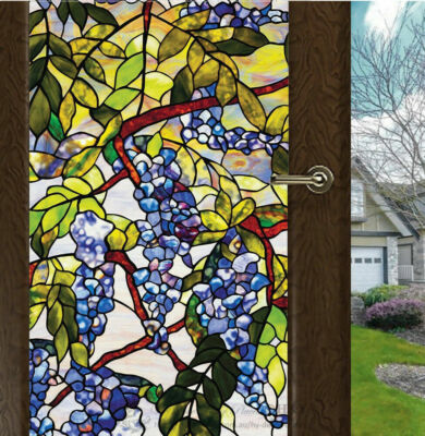 Wisteria Window Film Print Sticker Cling Stained Glass UV Block Gift Decor  DIY | eBay