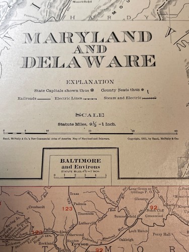 Antique all Original! Lot of (8) Maryland & Delaware State Maps 1895-1911s - Picture 4 of 24