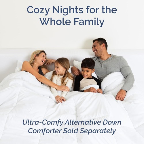 Queen Size 4-Piece Cooling Bed Sheet Set, Soft, Wrinkle-Free, White, Deep Pocket - Picture 8 of 9