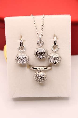 CIONDOLO ORECCHINI ANELLO CAMPANA CAPRI STYLE ARGENTO MM 12X21X8 ZIRCONI BIANCHI - Picture 13 of 18