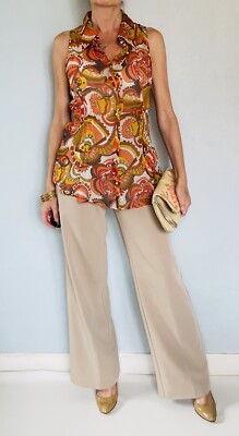 Blouse En Soie Imprimée Psychédélique Dolce & Gabbana - Taille M, Orange, Occasion Très Bon état