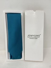 JEMYGINS Solid Color Silk Necktie  Pocket Square With Tie Clip TEAL BLUE New