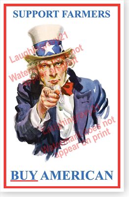 Support Farmers Buy American Patriotic Uncle Sam Poster