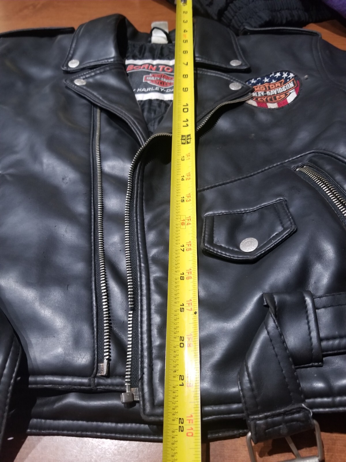 Harley Davidson Vintage Faux Leather Motorcycle Jacket Embroidered eBay