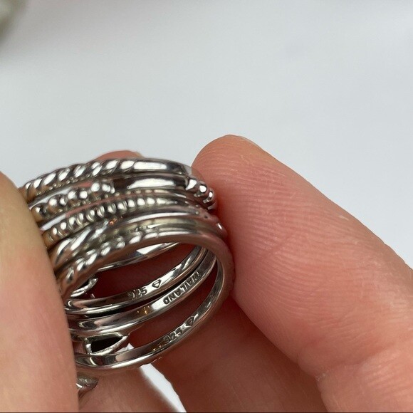 Silver 925 Blue Topaz Colored Stackable Rings Tha… - image 2