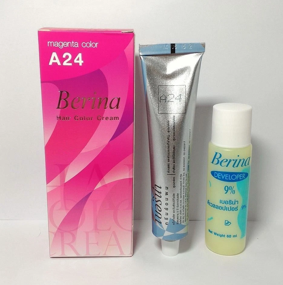 4 x TINTE PARA EL CABELLO BERINA A24 COLOR MAGENTA Estilo Moda COLOR PERMANENTE CREMA Foto 3 de 4