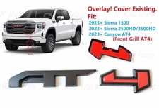 Front Grill Matte Black Red AT4 OVERLAY Emblem 2023+ Sierra 1500 25003500 Canyon
