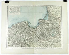 1898 German Map of Provinces of West and East Prussia Color Lithography 18 x 23