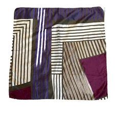 Nordstrom Silk Cotton Geometric Scarf 25X26" Colorful Italy Quiet Luxury NEW