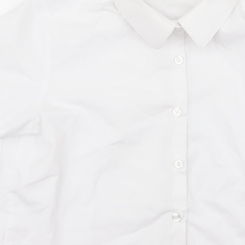 George Girls White Cotton Blend Basic Button-Up Size 12 Years Scoop Neck image 8