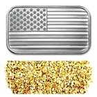 1 TROY OZ .999 SILVER AMERICAN FLAG BAR BU + 10 PIECE ALASKAN PURE GOLD NUGGETS