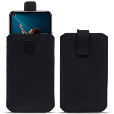 Leder Hülle für Huawei Honor 20 Pro Schutzhülle Schwarz Handy Tasche Schutz Case