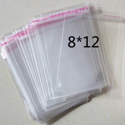 100 Pcs 8cmx12cm Self Adhesive Plastic Bag Clear Jewelry Packaging 
