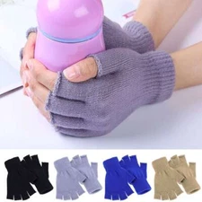 Mens Womens Thermal Knitted Fingerless Gloves Warm Winter Half Finger Gloves
