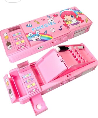 Pop up Multifunction Pencil Case for Girls, Cute Cartoon Pen Box Organizer (002)