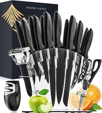 Kitchen Knives 17 Pieces Set 13 StainlessSteel Knives/Acrylic Stand Chef Quality