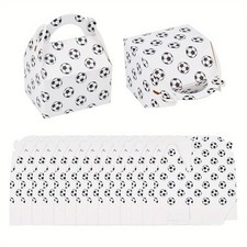 1set 16pcs 3.1x2.4x4.3 Inch Mini Soccer Party Treat boxes White Soccer Cardboard
