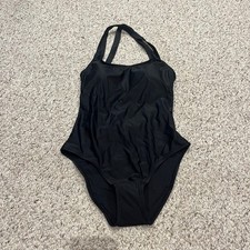 NEW Quince Italian Cross Back One Piece Swimsuit Sz M Black Summer Classic