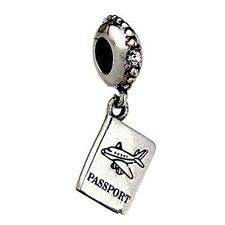 Airplane Passport Dangle Bead Charm 925 Sterling Silver Plane Charm Travel Beads