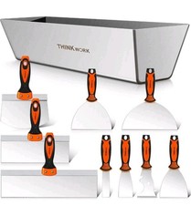 THINKWORK Drywall Knife Set, 10Pcs Drywall Tools Includes Mud Pan