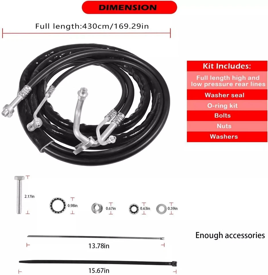 Juego de línea de CA trasera AT34653 para Chevrolet Traverse 2007-2017 manguera de CA auxiliar trasera Foto 2 de 4
