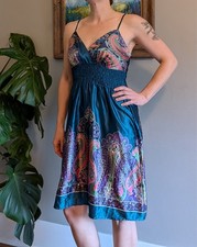 NWT Romy Vintage Y2K Satin Sleeveless Babydoll Dress Handkerchief Boho Fairy Sm